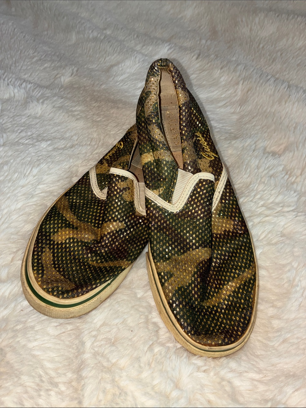 GUESS Camouflage Slip-On Sneakers in Green and Brown